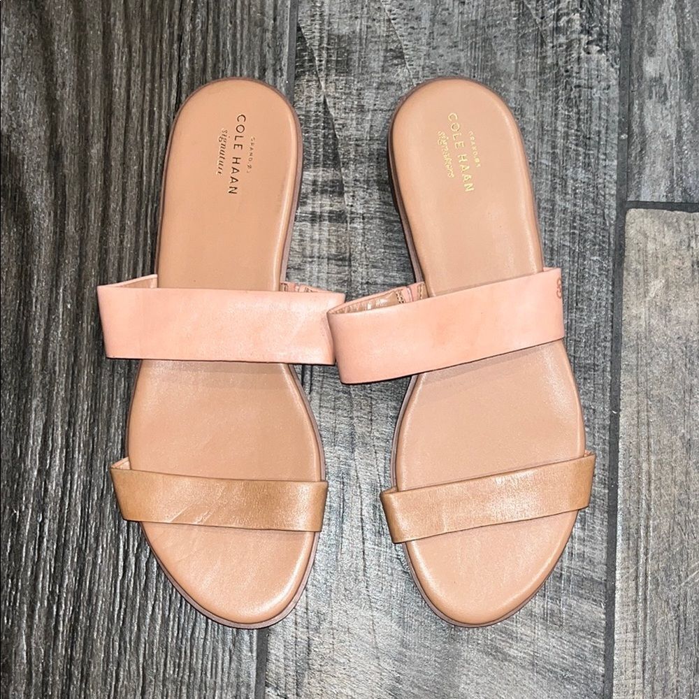 Cole Haan leather Pink and Tan Minimalist Sandals in excellent condition